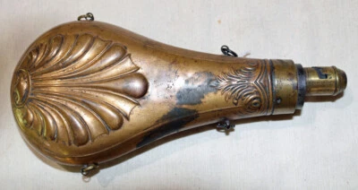 GO-03 LARGE Antique American Flask & Cap Co Large Powder Flask Bush Pattern - Image 1 of 4