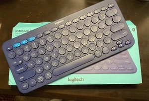 Logitech K380 Mini Bluetooth Keyboard Blue Tested With Original Box - Picture 1 of 8