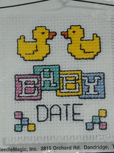 Ducky Baby Birth Date Blocks Duck Stitch N Hang Counted Cross Stitch Kit - Picture 1 of 3