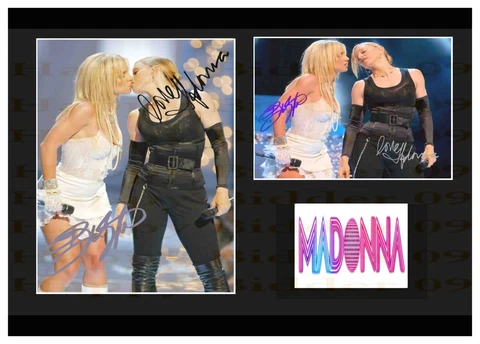 1 A3 Mounted Signed Madonna Kissing Britney Spears on stage Cover