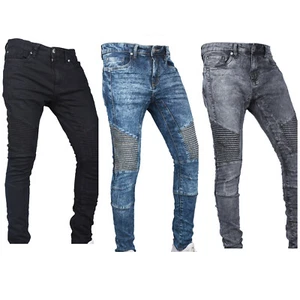 Men Skinny Biker Jeans Slim Fit Denim Super Stretch Regular Short Long All sizes - Picture 1 of 11