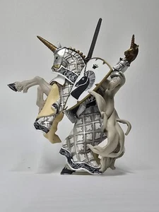 Papo Medieval Knight on Horse 2007 Retired White Silver Gold Unicorn - Picture 1 of 8