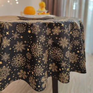 Mantel de Navidad Negro Ovalado Cubierta de Mesa de Comedor Mantel Impermeable - Imagen 1 de 4