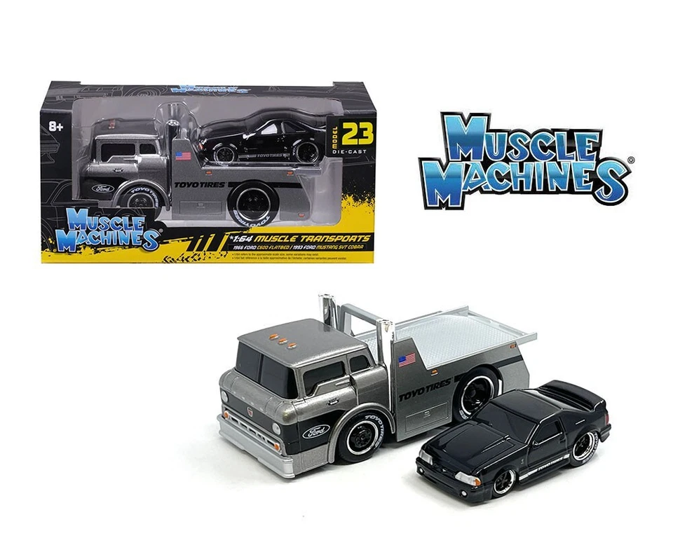 Muscle Machines 1:64 1966 Ford C600 with 1993 Ford Mustang SVT Cobra 11556GRY - Image 1 of 1