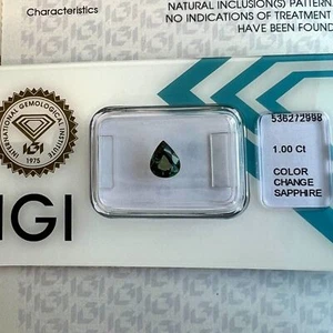 1.00ct UNIQUE Colour Change Sapphire Pear Cut Yellow Purple Blue IGI CERTIFIED - Picture 1 of 14