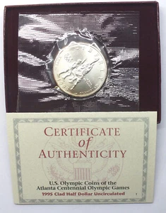 1995 Atlanta Olympic Uncirculated Clad Half Dollar Basketball Coin US Mint J189 - Picture 1 of 6