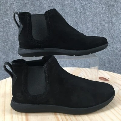 Timberland Boots Womens 7.5 Bradenton Chelsea Ankle Bootie Black Leather Flats - Image 1 of 4