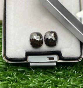 Diamond Earring Matching Pair 6.17tcw Natural Brownish Black Color Oval Rose Cut - Picture 1 of 17