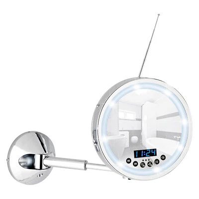 Wenko LED Wandspiegel 3 Fach Vergrößerung mit Multimedia-Center Kosmetikspiegel - Bild 1 von 4