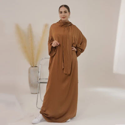 Women Arab Hooded Dress Traditional Overhead Burqa Muslim Prayer Abaya Kaftan - Image 1 of 4