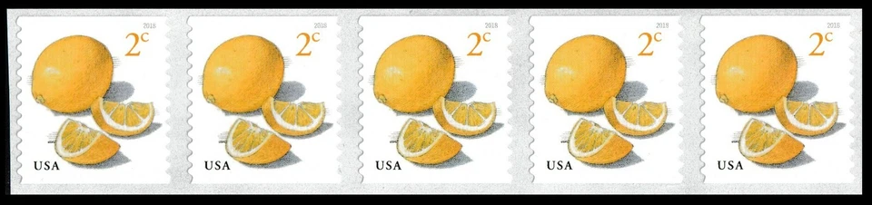US 5256 Meyer Lemons 2c coil strip 5 MNH 2018 - Image 1 of 1