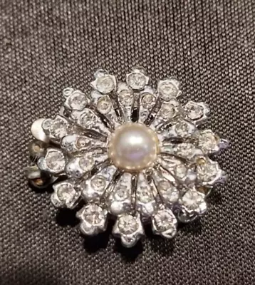 Vintage used rhinestone floral insert clasp for repair/ replace or upcycle - Image 1 of 4