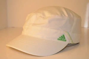 Adidas 5 Panel Hat Cap Strap back White Womens Climalite OSFA Green Logo - Picture 1 of 15