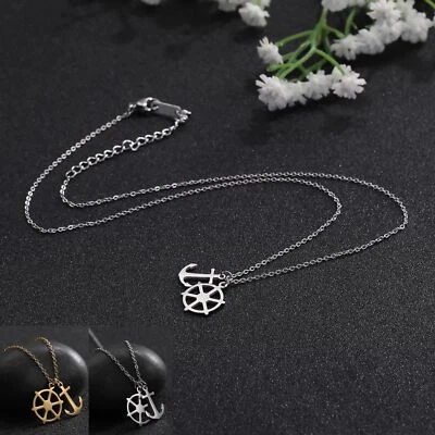 Collana a catenina in acciaio inox ciondolo timone ancora donna girocollo - Immagine 1 di 4