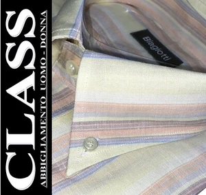 CAMICIA UOMO BIAGIOTTI BUTTON DOWN 42 (16" 1/2) B4513 (100) LINO (-70%) - Imagen 1 de 4