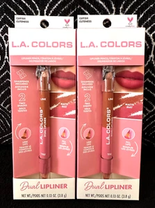 2pk LA COLORS DOBLE DELINEADOR DE LABIOS TERNURA C69184 2 TONOS MATE LÍNEA Y RELLENO LABIOS COMPLETOS - Imagen 1 de 11