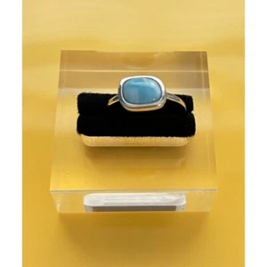 925 Silver Natural Larimar Ring Size 6.75 Artisan Crafted Elegant Gift For Her - Picture 1 of 6