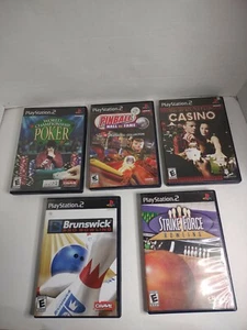 5 Sony Playstation 2 PS2 Games LOT Bowling,  High Rollers Casino, Pinball, Poker - Picture 1 of 9
