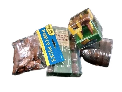 Football Party Favors.   Appetizer Picks.   Corn Holders.  Football Shape Bowls. - Image 1 of 4