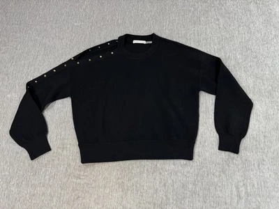 Suéter Alice + Olivia Mujer Mediano Negro Corte Asimétrico Hombro Frío Tachuela Foto 1 de 4