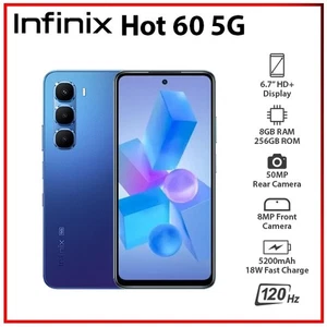 (New) Infinix Hot 60 5G 8GB+256GB BLUE Dual SIM Unlocked Android Mobile Phone - Bild 1 von 3