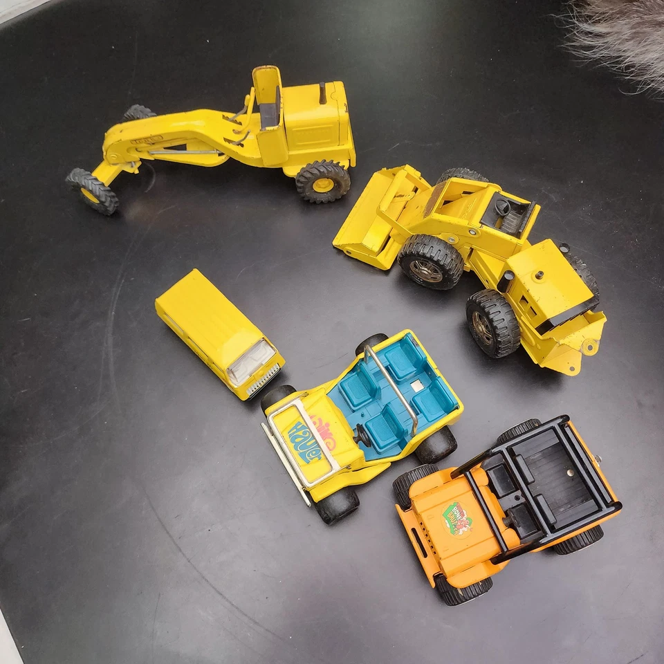 Vintage 1960s Tonka Buddy L Toy Lot Pressed Steel Grader+Loader+Van+Jeep 🚚 - Image 1 of 4