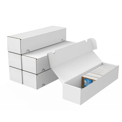 XRACV Trading Card Storage Box, 6-Pack 1100 Count White Corrugated Cardboard Bulk S...