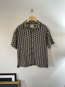 Crochet-Style Woven Knit Polo Shirt - Button Up Collared Short Sleeve, M, NWT - Picture 1 of 9