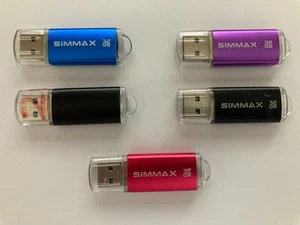 Job Lot 32GB x 5 SIMMAX USB 2.0 Flash Drive Memory Sticks MIxed Colours - Photo 1/1