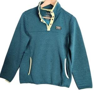 LL Bean Airlight Strickpullover Damen Small Ribbed 1/4 Snap Langarm Sweater - Bild 1 von 9