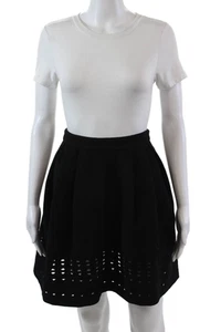 Catherine Malandrino Womens Cut Out Trim Pleated A Line Mini Skirt Black Size 4 - Picture 1 of 5