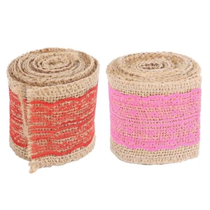 5 Rollen Sackleinen Spitzenband Deko Jute Sackleinen Band Rolle zum Basteln - Bild 1 von 30