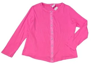 FRESH PRODUCE XL Cosmos PINK $74 Essential Cotton SNAP CARDIGAN Top NWT New XL - Picture 1 of 4