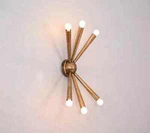 6 Armed Ceiling/Wall Light Modern Raw Brass Sputnik chandelier light Fixture. - Picture 1 of 7