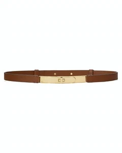 Ralph Lauren Women's Turn-Lock Skinny Leather Belt – Lauren Tan – Sizes L, XL - Picture 1 of 4