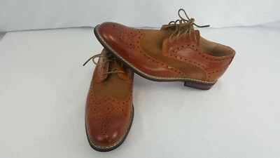 Bruno Marc Men Brown Leather Lined Lace-up Wing-Tip Formal Dress Oxfords Shoes  - Image 1 of 4