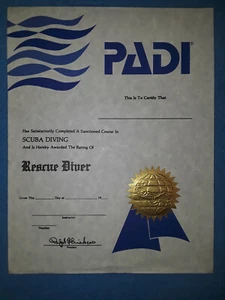 PADI Certificate for Rescue Diver (set of 28) - Picture 1 of 2