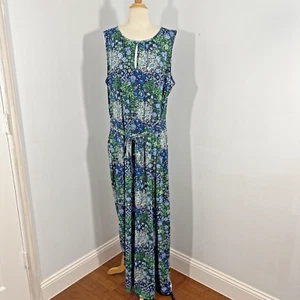 Michael Kors Dress Women 2X Multicolor Paisley Sleeveless Maxi Waist Tie Jersey - Picture 1 of 11