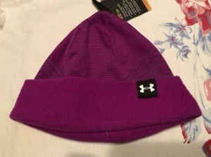 Under Armour Girl's Beanie Style Purple Hat NEW with Logo - Picture 1 of 2