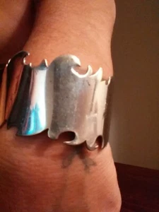 Vintage Sterling Silver Brutalist Industrial Punk Cuff One of a Kind Reg $450 - Picture 1 of 11