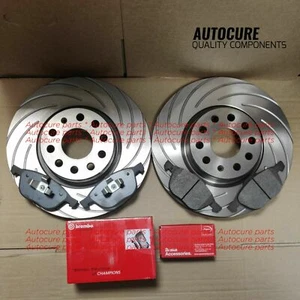 FITS VAUXHALL CORSA D 1.2 1.3 1.4 06-14 SLOTTED FRONT BRAKE DISCS & BREMBO PADS - Picture 1 of 1