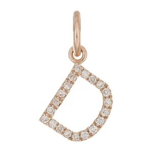 14k Yellow White or Rose Gold Diamond Initial Letter D Charm Pendant - Picture 1 of 17