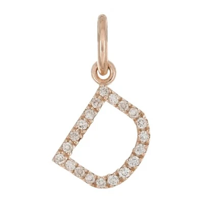 14k Yellow White or Rose Gold Diamond Initial Letter D Charm Pendant - Image 1 of 4
