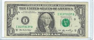 $1 One Dollar Bill 2006 Repeater 4 Pairs I31373137B 3137 repeats 97.6% Cool Note - Picture 1 of 3
