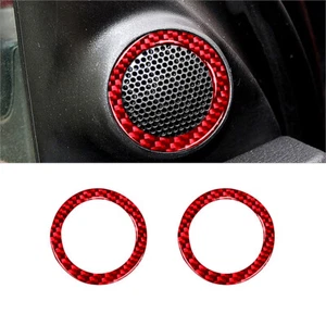 Red Carbon Fiber Interior Rear Door Speaker Cover Trim For Jeep Grand Cherokee - Bild 1 von 12