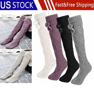 Womens Thigh High Stocking Cable Knit Extra Long Boot Socks Over Knee Warm 2025 - Picture 1 of 15