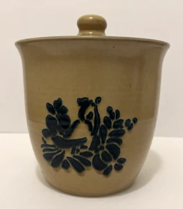 PFALTZGRAFF Vtg Tan Folk Art Floral Pottery Crock Canister W/Lid 2.75 Qt - Picture 1 of 7