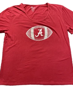 Alabama Crimson Tide Shirt Women 2X Red Football Glitter Bling NCAA Football - Picture 1 of 9