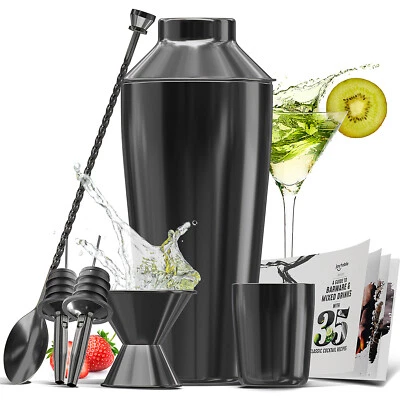 8 PC Bartender Kit, Complete Cocktail Shaker Bar Tools Set - Recipe Book & More - Image 1 of 2