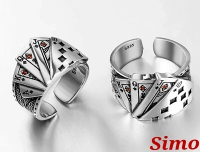 ANELLO UOMO DONNA ARGENTO JOKER REGALO REGOLABILE POKER SEXY TENDENZA FASCIA  - Immagine 1 di 2